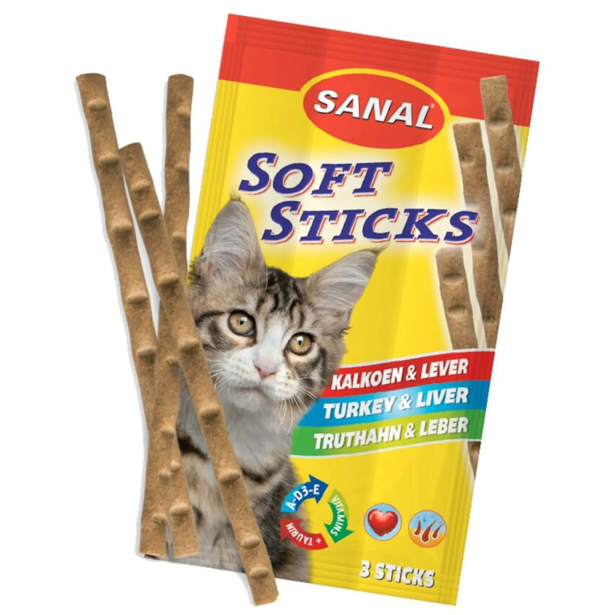 35 U Sanal Premio En Sticks Para Gato De Pavo E Higado 3u