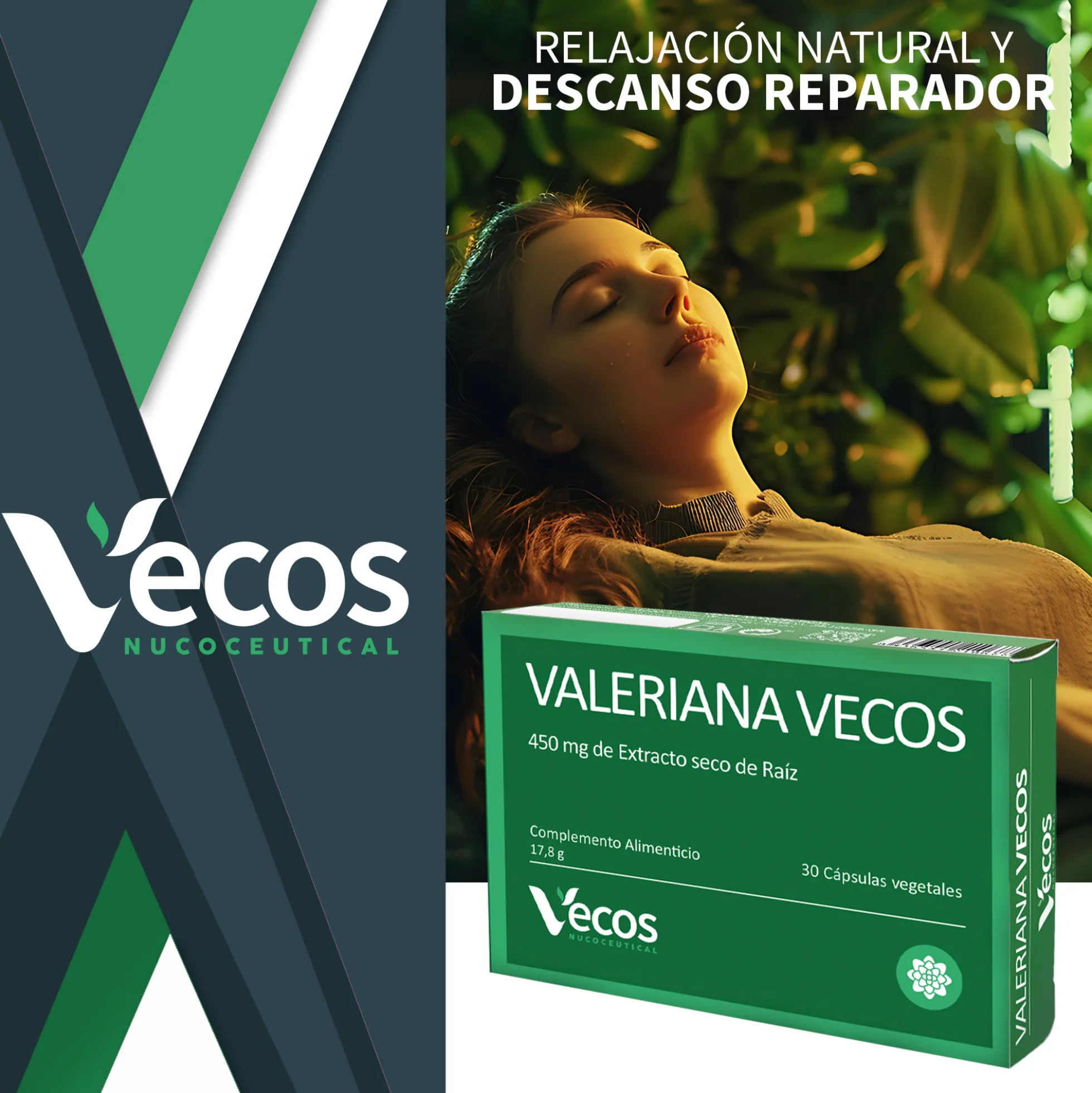 Valeriana 450mg Vecos 30 Cápsulas | Conciliar Un Sueño Reparador Y Pronto
