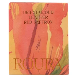 Vela perfumada Oriental Oud en vaso rayado naranja 9x8 cm Roura