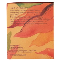 Vela perfumada Oriental Oud en vaso rayado naranja 9x8 cm Roura