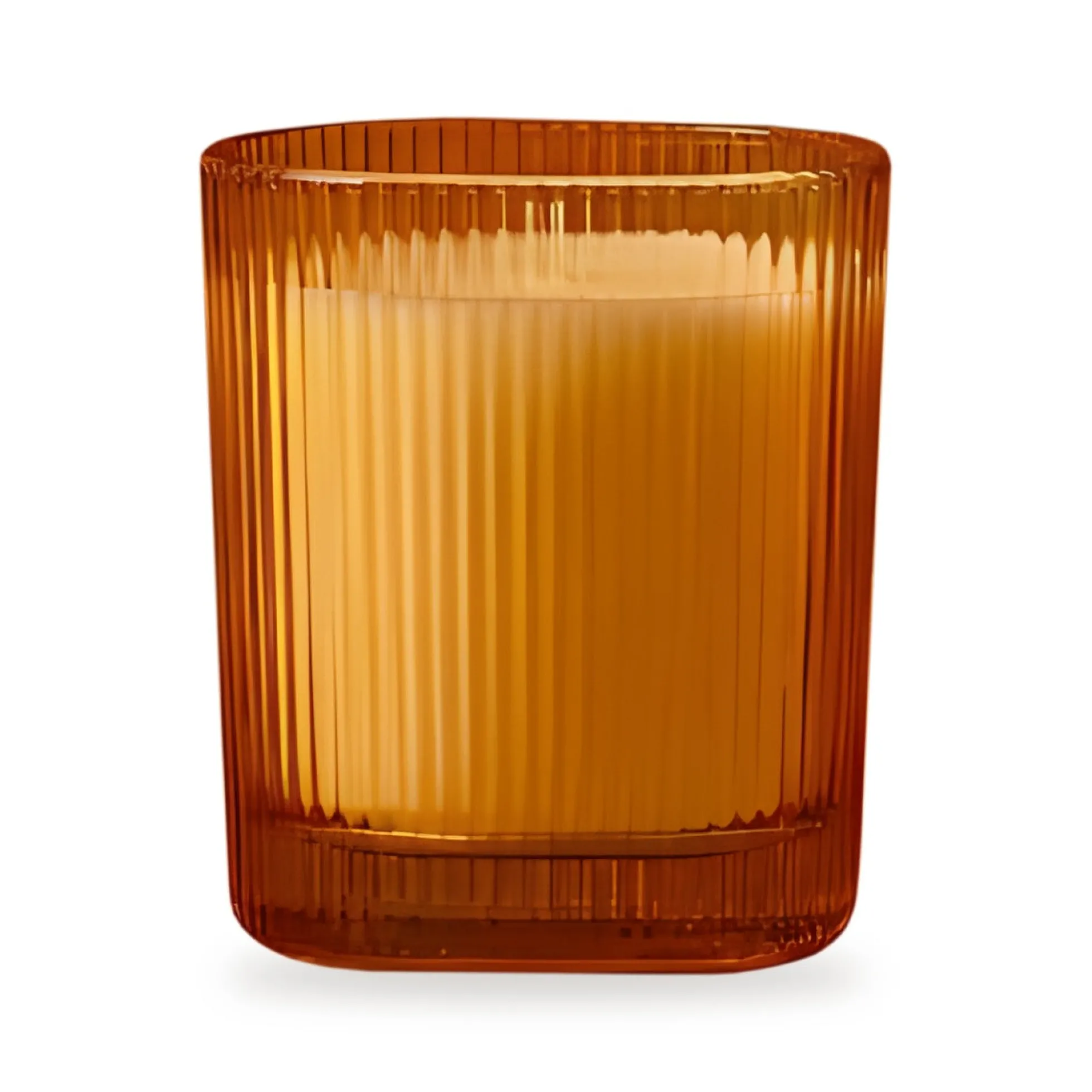 Vela perfumada vainilla y tonka en vaso rayado amarillo 9x8 cm Roura