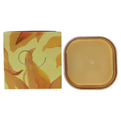 Vela perfumada vainilla y tonka en vaso rayado amarillo 9x8 cm Roura