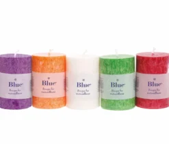 Velas estearina pequeña colores variados 56 x 80 mm 174 g Blue 6 uds