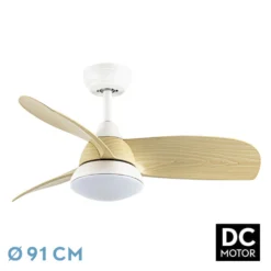 Ventilador Dc Atomo 24w Blanco 3aspas Haya 91d 2640l 6vel 3000k,4000k,6000k Remoto+memoria+temporizador