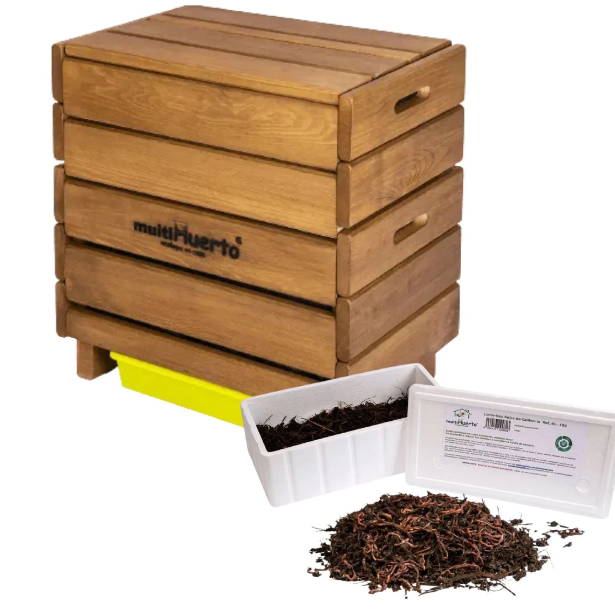 Vermicompostador Frutero completo con lombrices Multihuerto