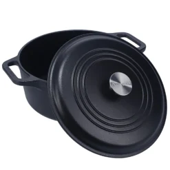 Victoria Horno Holandés Olla Inducción Hierro Fundido Curado 27cm, Cocotte 5,7l, Sin Ptfe Ni Pfoa, 33811, Negro