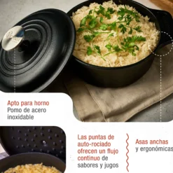 Victoria Horno Holandés Olla Inducción Hierro Fundido Curado 20cm, Cocotte 1,9l, Sin Ptfe Ni Pfoa, 31114, Negro
