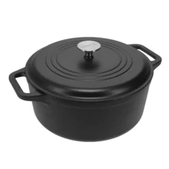 Victoria Horno Holandés Olla Inducción Hierro Fundido Esmaltado 29cm, Cocotte 6,6l, Sin Ptfe Ni Pfoa, 39493, Negro