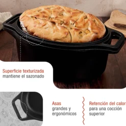 Victoria Horno Holandés Olla Inducción Hierro Fundido Esmaltado 31cm, Tapa - Sartén, 5,7l, Sin Ptfe, 38717, Negro