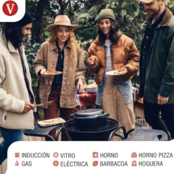 Victoria Horno Holandés Olla Inducción Hierro Fundido Curado 27cm, Tapa - Sartén, 5,7l, Sin Ptfe, 30940, Negro