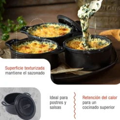 Victoria Mini Cocotte Inducción Hierro Fundido Esmaltado 10cm, 0,3 L, 1-2 Raciones, Sin Ptfe Ni Pfoa, 39202, Negro