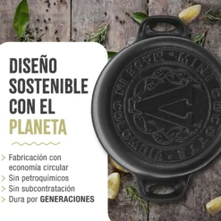 Victoria Mini Cocotte Inducción Hierro Fundido Esmaltado 10cm, 0,3 L, 1-2 Raciones, Sin Ptfe Ni Pfoa, 39202, Negro
