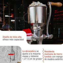 Victoria Molino Cereales Manual Hierro Fundido Para Moler Café, Maíz, Semillas, Grosor Ajustable, 30025, Cromado