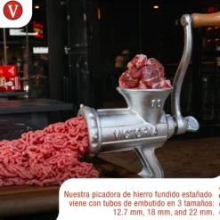 Victoria Picadora Trituradora De Carne Manual, Embutidora Salchichas, Chorizo, Máquina Para Picar Carne, 30049, Cromado