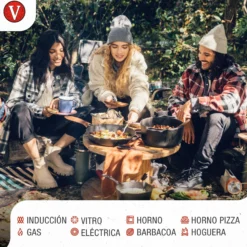 Victoria Plancha Cocina Para Pizza Hierro Fundido Curado Inducción, Sartén 25cm, Fuego, Barbacoa, Horno, 31800, Negro