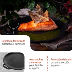 Victoria Plancha Cocina Para Pizza Hierro Fundido Curado Inducción, Sartén 25cm, Fuego, Barbacoa, Horno, 31800, Negro