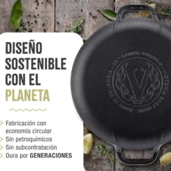 Victoria Plancha Cocina Para Pizza Hierro Fundido Curado Inducción, Sartén 25cm, Fuego, Barbacoa, Horno, 31800, Negro