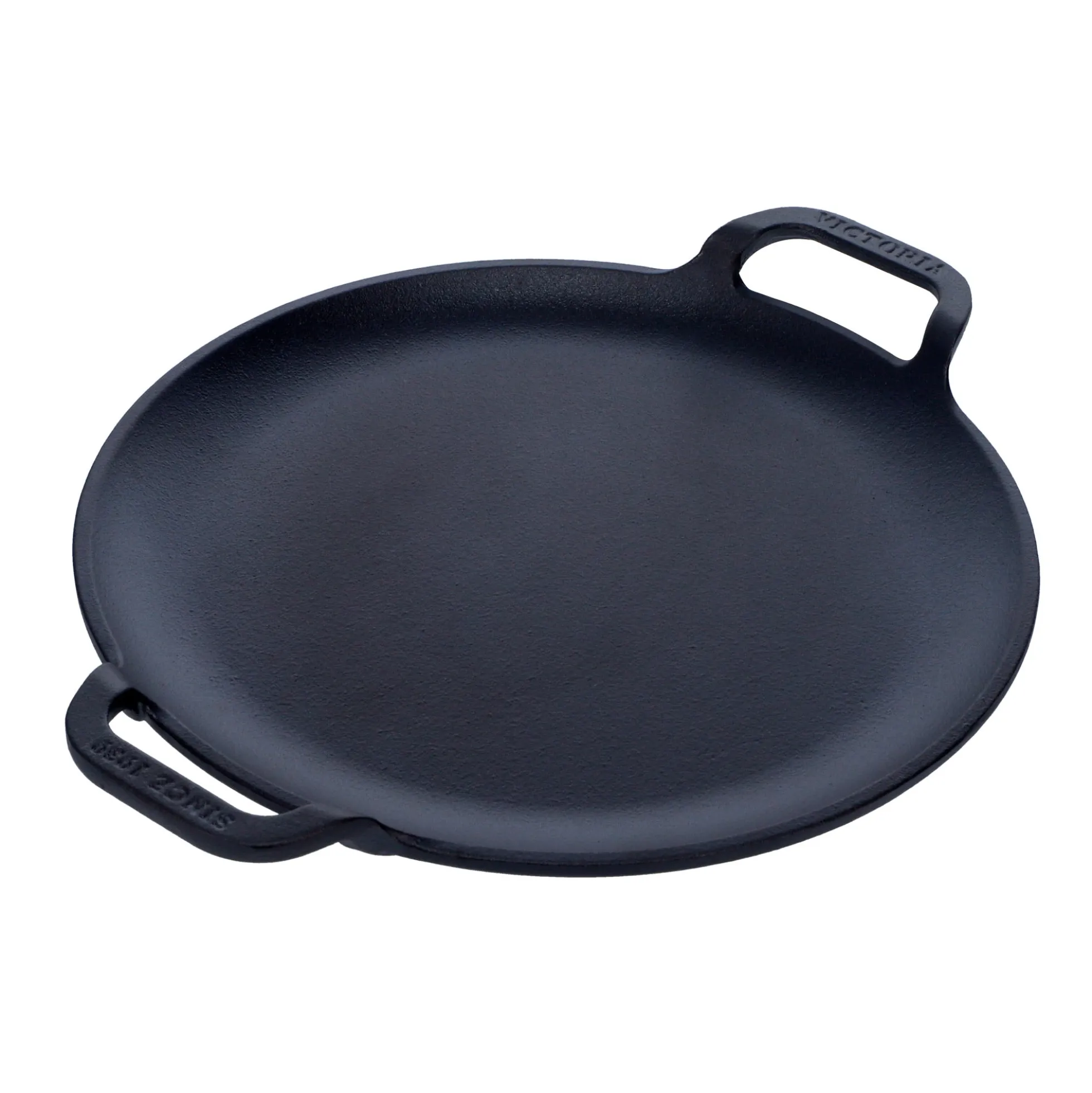 Victoria Plancha Cocina Para Pizza Hierro Fundido Curado Inducción, Sartén 25cm, Fuego, Barbacoa, Horno, 31800, Negro