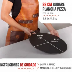 Victoria Plancha Inducción Hierro Fundido Curado, Budare 38cm Pizza, Crepes Para Fuego, Barbacoa, Horno, 34573, Negro