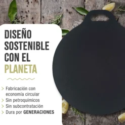 Victoria Plancha Inducción Hierro Fundido Curado, Budare 38cm Pizza, Crepes Para Fuego, Barbacoa, Horno, 34573, Negro