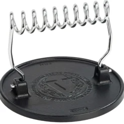 Victoria Prensa Hamburguesas Smash Burger Hierro Fundido Esmaltado 16,5cm Aplastador Carne Para Barbacoa, 36843, Negro