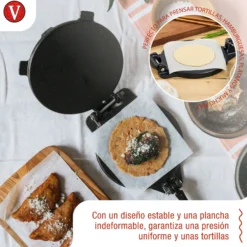 Victoria Prensa Tortillera Para Tortillas Mexicanas Hierro Fundido Curado 20cm, Pataconera Colombiana, 36997, Negro