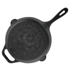 Victoria Sartén Hierro Fundido Curado Diseño Catrina Inducción 25cm Apta Fuego, Horno Cast Iron Skillet, Catrina, Negro