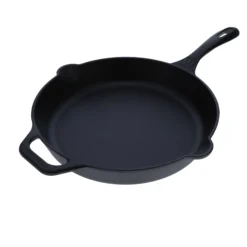 Victoria Sartén Hierro Fundido Esmaltado Inducción 30cm, Apta Fuego, Barbacoa, Horno Cast Iron Skillet, 33644, Negro