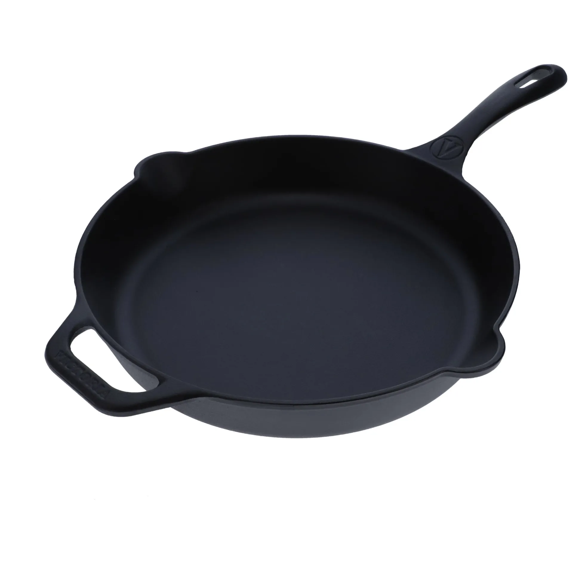 Victoria Sartén Hierro Fundido Esmaltado Inducción 30cm, Apta Fuego, Barbacoa, Horno Cast Iron Skillet, 33644, Negro