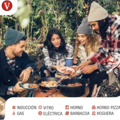 Victoria Sartén Hierro Fundido Curado Inducción 30cm, Apta Fuego, Barbacoa, Horno Cast Iron Skillet, 36706, Negro