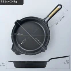 Victoria Sartén Hierro Fundido Curado Signature Gold Inducción 25cm, Apta Fuego, Barbacoa, Horno, Vitrocerámica