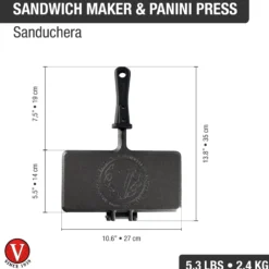 Victoria Sartén Hierro Fundido Curado Mini Pancakes, Poffertjes, Provoletera, Apta Inducción, Barbacoa, 33804, Negro