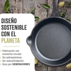 Victoria Sartén Hierro Fundido Esmaltado Inducción 16,5cm, Apta Fuego, Barbacoa, Horno Cast Iron Skillet, 36652, Negro