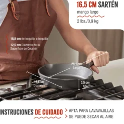 Victoria Sartén Hierro Fundido Esmaltado Inducción 16,5cm, Apta Fuego, Barbacoa, Horno Cast Iron Skillet, 36652, Negro