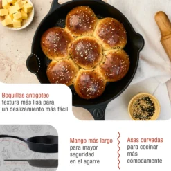 Victoria Sartén Hierro Fundido Curado Inducción 25cm, Apta Fuego, Barbacoa, Horno Cast Iron Skillet, 32432, Negro