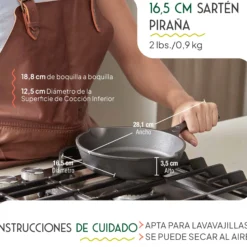 Victoria Sartén Hierro Fundido Esmaltado Amazonía Piraña Inducción 16,5cm