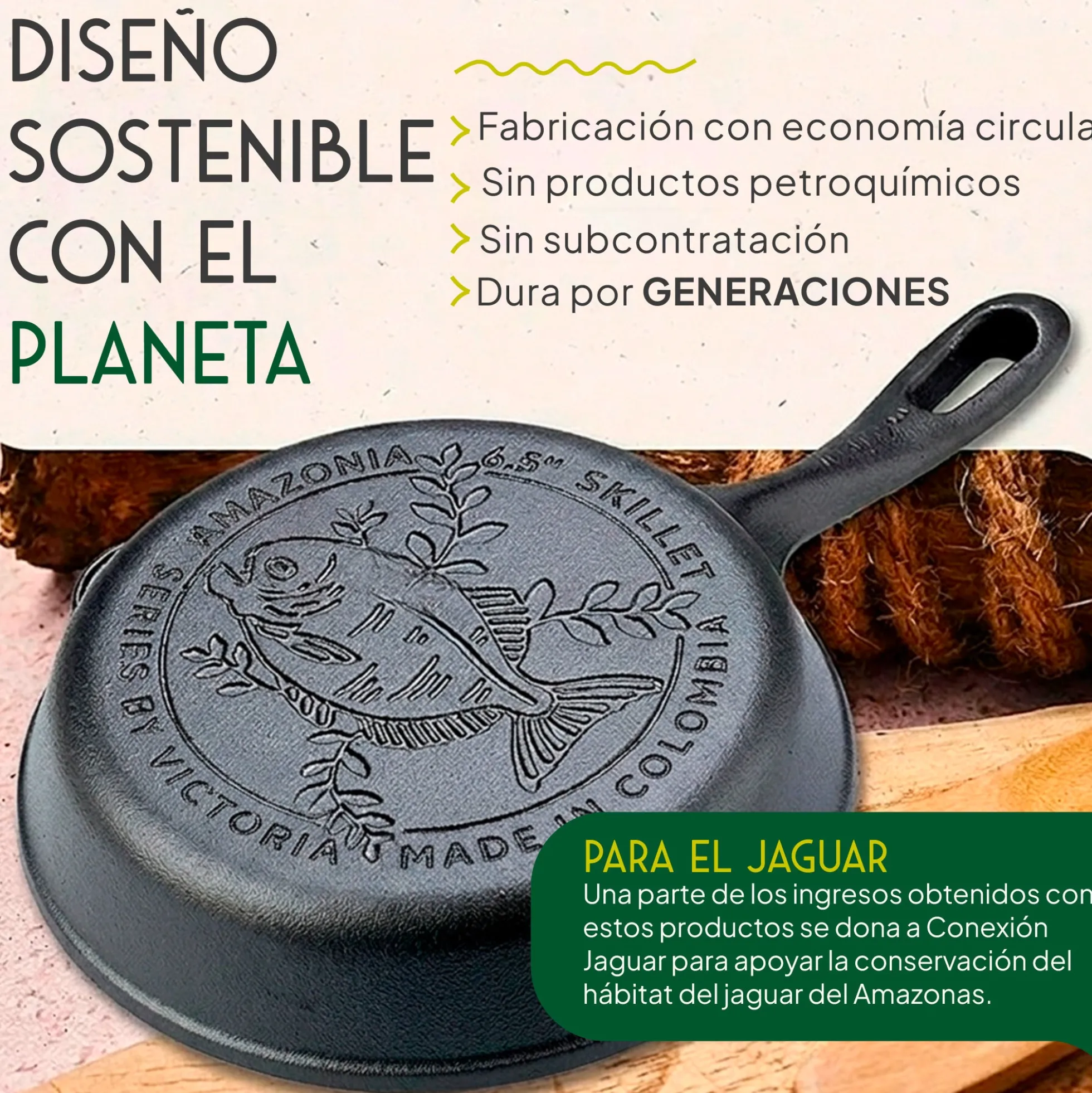 Victoria Sartén Hierro Fundido Curado Amazonía Piraña Inducción 16,5cm, Apta Para Todas Las Cocinas