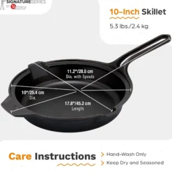 Victoria Sartén Hierro Fundido Curado Signature Classic Inducción 25cm, Apta Fuego, Barbacoa, Horno, Vitrocerámica