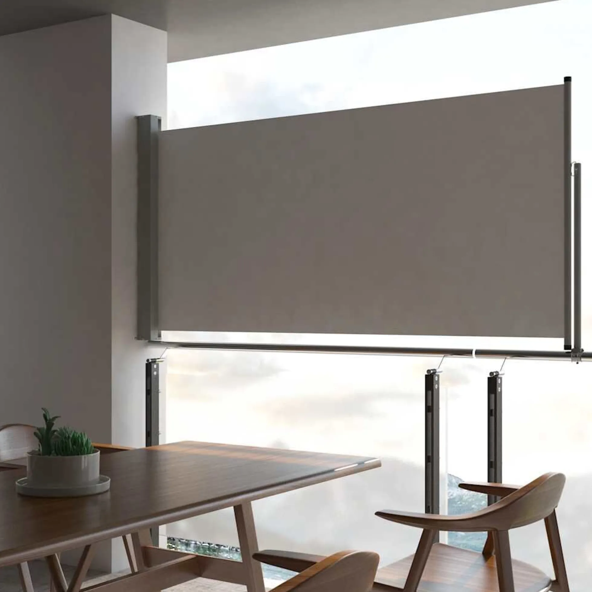 Vidaxl Toldo Lateral Retráctil Para Patio 120x300 Cm Gris
