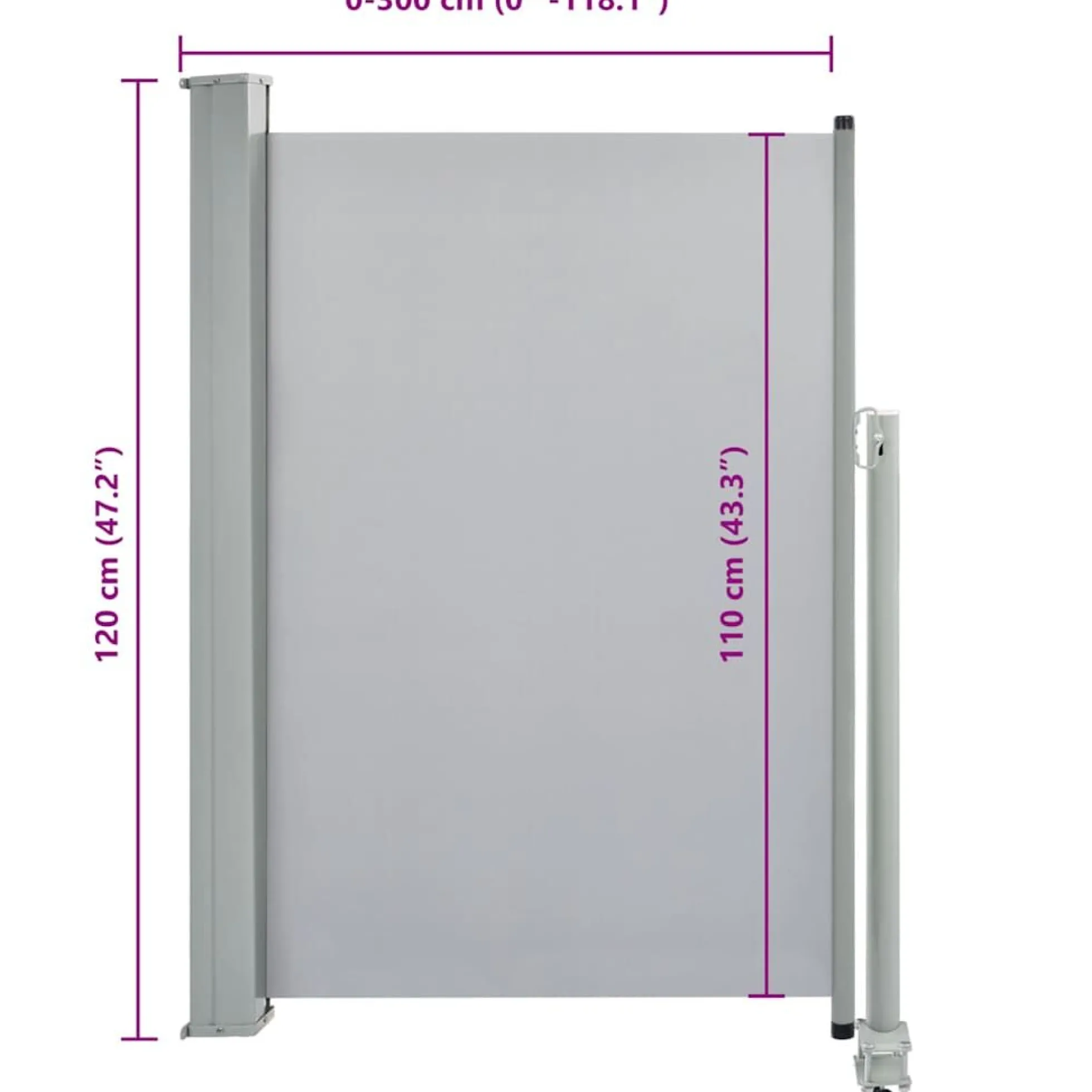 Vidaxl Toldo Lateral Retráctil Para Patio 120x300 Cm Gris