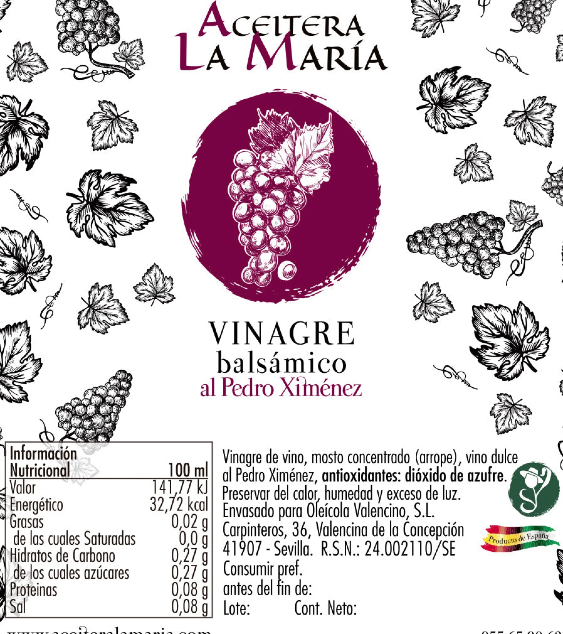 Vinagre Balsámico Al Pedro Ximenez 50 Cl Pet