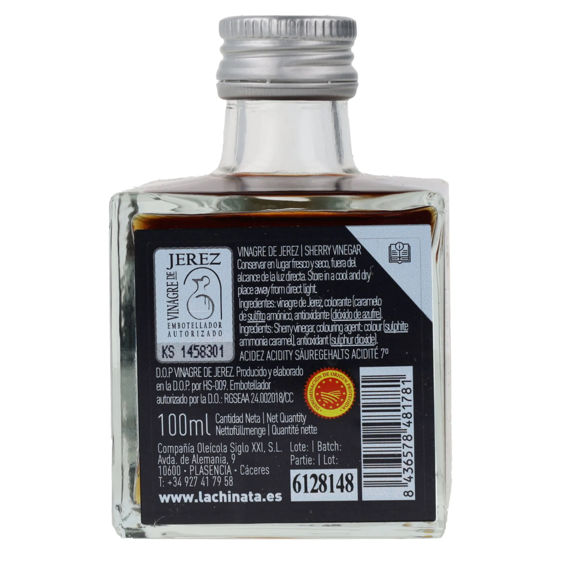 Vinagre de Jerez D.O., botella cuadrada La Chinata 100 ml