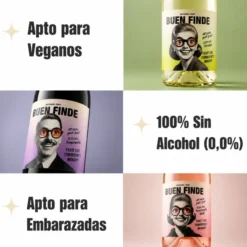 Vino Sin Alcohol 0,0% | Pack 6 Botellas X 750 Ml 2x Blanco Verdejo + 2x Rosado Tempranillo + 2x Tinto Tempranillo