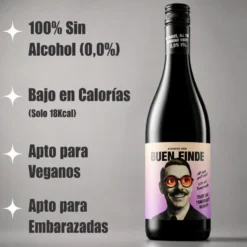Vino Sin Alcohol 0,0% Tinto Tempranillo Pack 6 Botellas 750 Ml | Vino Tinto Desalcoholizado Equilibrado Y Afrutado