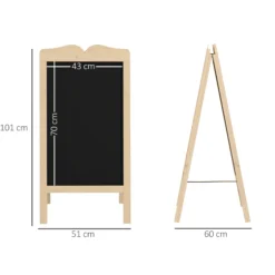 Vinsetto Pizarra Caballete Con Marco De Madera Plegable 51x60x101 Cm Natural