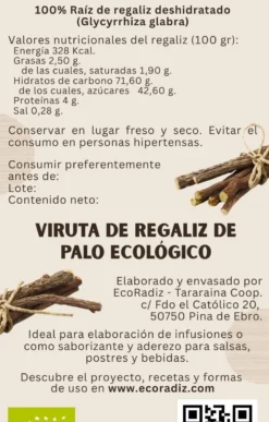 Viruta De Regaliz De Palo Ecológico En Bolsa De 50g
