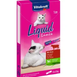 Vitakraft Cat Liquid Snack cremoso de ternera con inulina 6x15 g