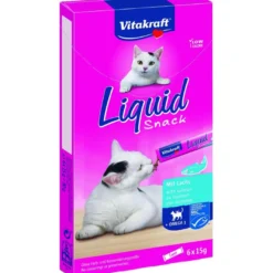 Vitakraft Cat Liquid Snack cremoso de salmón con Omega 3 6x15 g