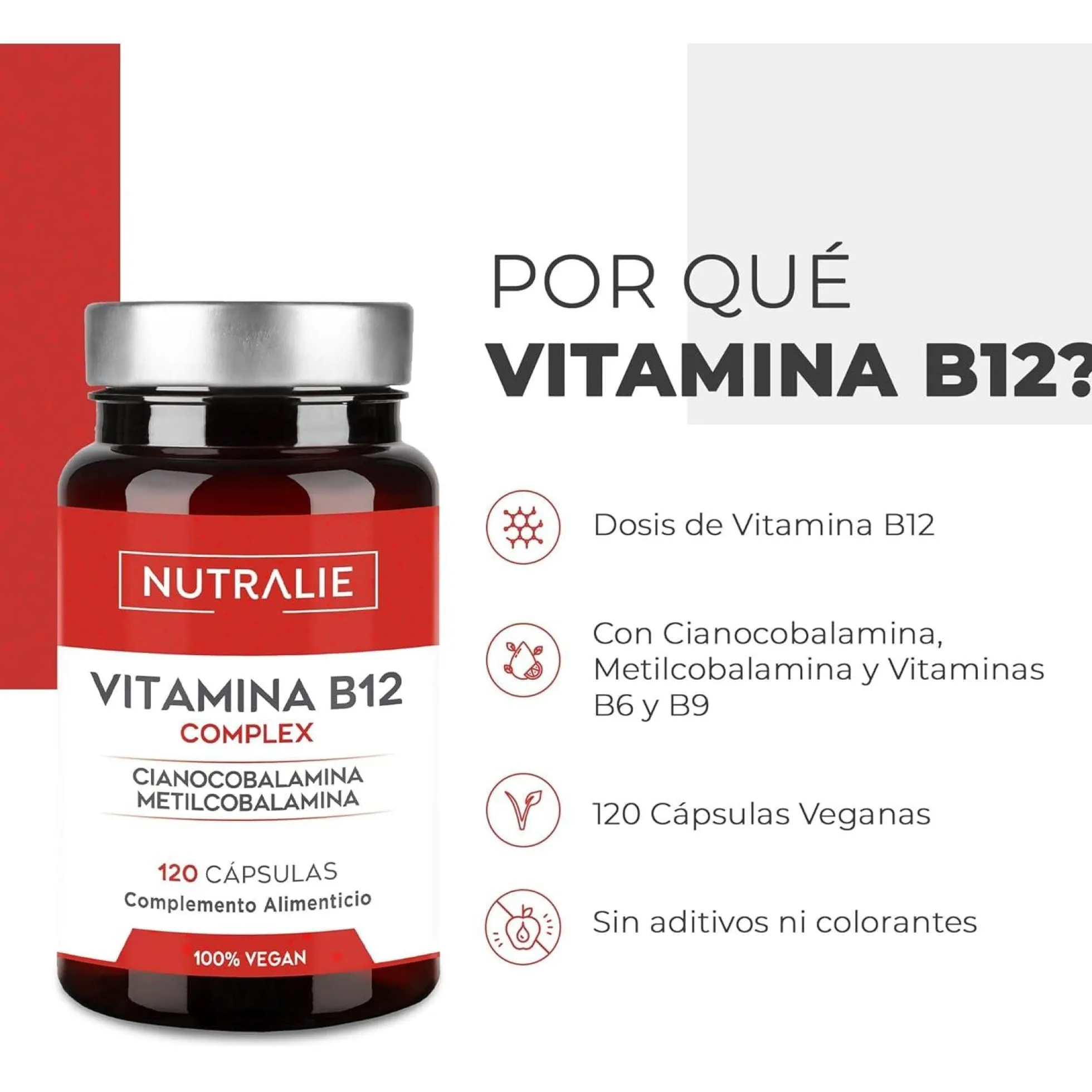 Vitamina B12 Complex 2000 mcg Cansancio Nutralie 120 comprimidos
