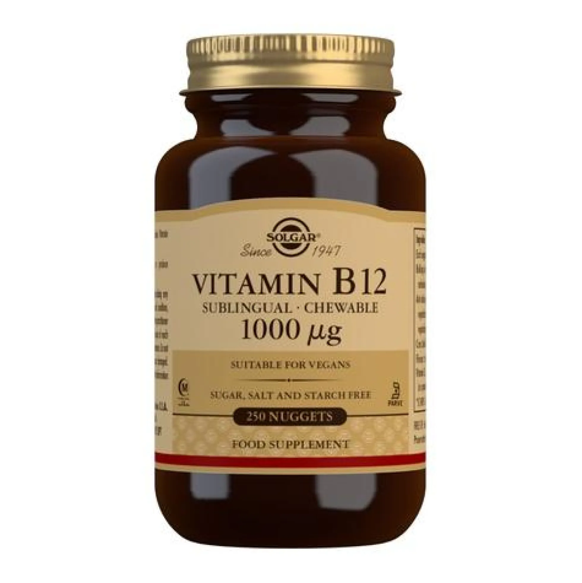 Vitamina B12 masticable/sublingual, 250 comprimidos masticables